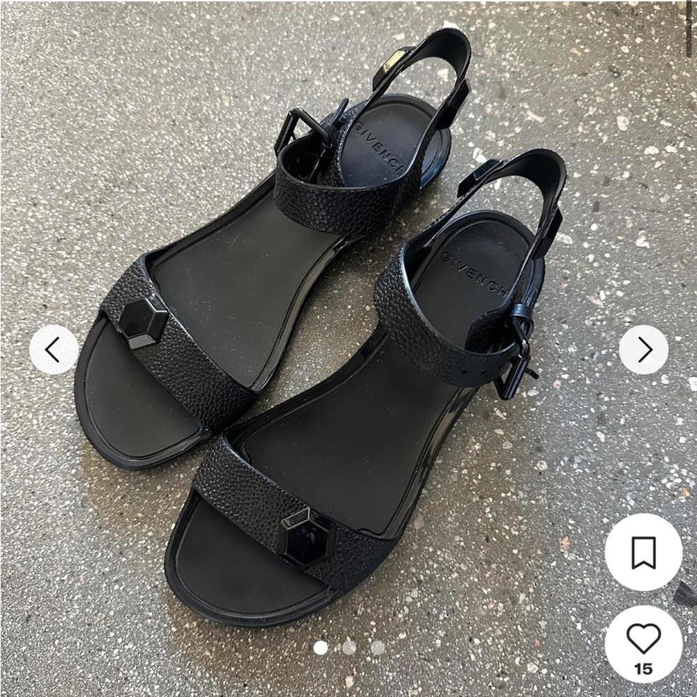 Givenchy black rubber jelly sandals pebble jewel 38